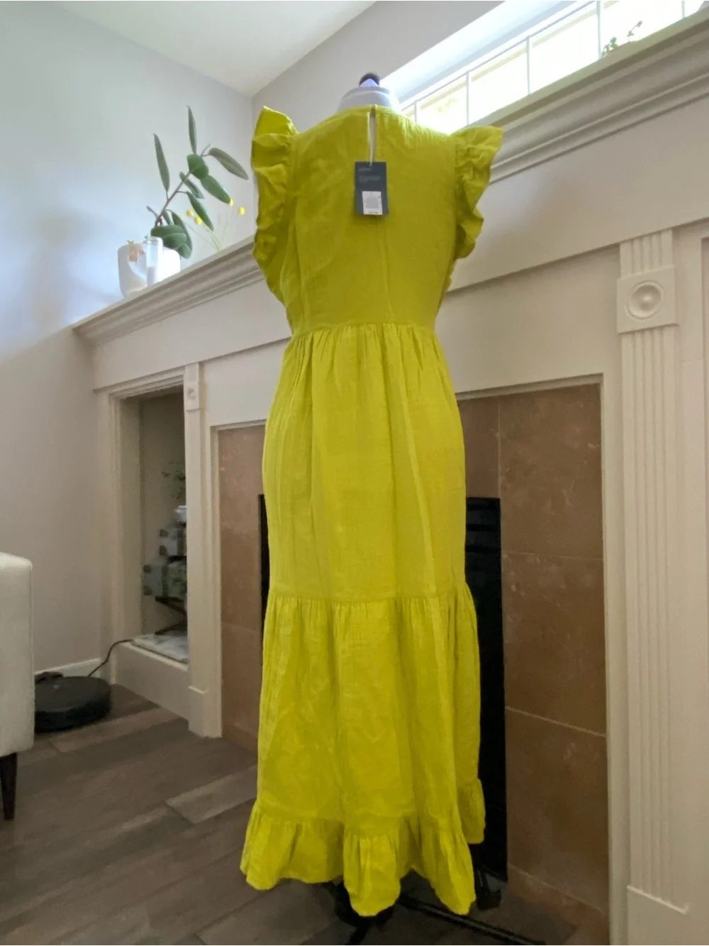 NWT Universal Thread Bright Lime Flutter Sleeve Maxi Dress